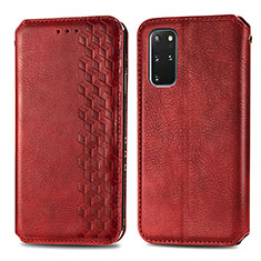 Leather Case Stands Flip Cover Holder S01D for Samsung Galaxy S20 Plus Red