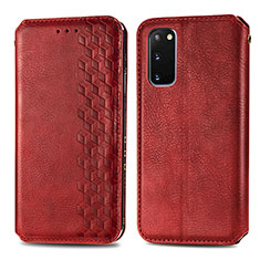 Leather Case Stands Flip Cover Holder S01D for Samsung Galaxy S20 Red