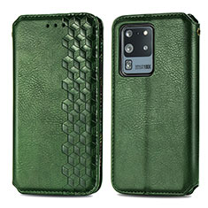 Leather Case Stands Flip Cover Holder S01D for Samsung Galaxy S20 Ultra Green