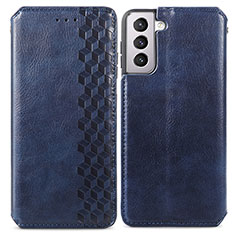 Leather Case Stands Flip Cover Holder S01D for Samsung Galaxy S21 FE 5G Blue