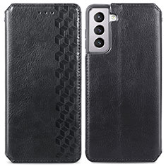 Leather Case Stands Flip Cover Holder S01D for Samsung Galaxy S22 Plus 5G Black