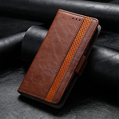 Leather Case Stands Flip Cover Holder S01D for Samsung Galaxy XCover 6 Pro 5G Brown