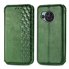 Leather Case Stands Flip Cover Holder S01D for Sharp Aquos R8 Green