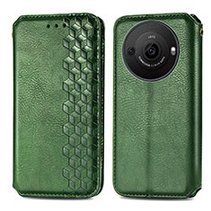 Leather Case Stands Flip Cover Holder S01D for Sharp Aquos R8 Pro Green