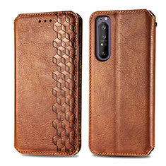 Leather Case Stands Flip Cover Holder S01D for Sony Xperia 1 II Brown