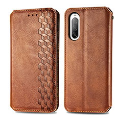 Leather Case Stands Flip Cover Holder S01D for Sony Xperia 10 II Brown
