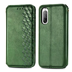 Leather Case Stands Flip Cover Holder S01D for Sony Xperia 10 II Green