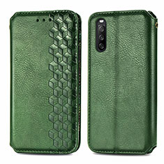 Leather Case Stands Flip Cover Holder S01D for Sony Xperia 10 III Lite Green