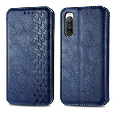 Leather Case Stands Flip Cover Holder S01D for Sony Xperia 10 IV Blue