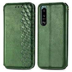 Leather Case Stands Flip Cover Holder S01D for Sony Xperia 5 III Green