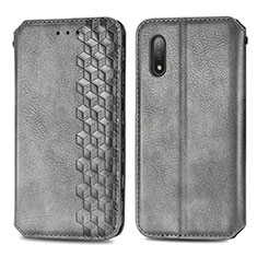 Leather Case Stands Flip Cover Holder S01D for Sony Xperia Ace II Gray
