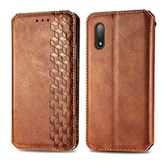 Leather Case Stands Flip Cover Holder S01D for Sony Xperia Ace II SO-41B Brown