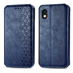 Leather Case Stands Flip Cover Holder S01D for Sony Xperia Ace III Blue