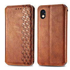 Leather Case Stands Flip Cover Holder S01D for Sony Xperia Ace III Brown