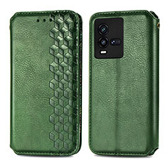 Leather Case Stands Flip Cover Holder S01D for Vivo iQOO 10 5G Green