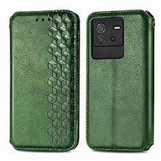 Leather Case Stands Flip Cover Holder S01D for Vivo iQOO Neo6 5G Green