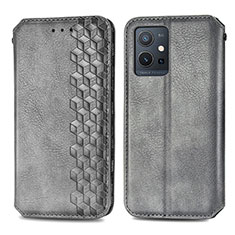 Leather Case Stands Flip Cover Holder S01D for Vivo iQOO Z6 5G Gray