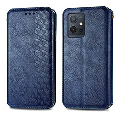 Leather Case Stands Flip Cover Holder S01D for Vivo T1 5G India Blue