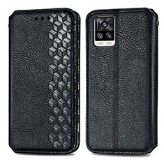 Leather Case Stands Flip Cover Holder S01D for Vivo V20 (2021) Black