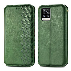 Leather Case Stands Flip Cover Holder S01D for Vivo V20 Green