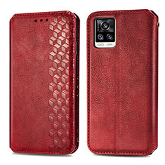 Leather Case Stands Flip Cover Holder S01D for Vivo V20 Red