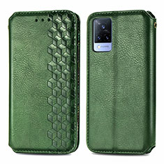 Leather Case Stands Flip Cover Holder S01D for Vivo V21 5G Green