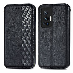 Leather Case Stands Flip Cover Holder S01D for Vivo X70 Pro 5G Black