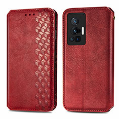 Leather Case Stands Flip Cover Holder S01D for Vivo X70 Pro 5G Red