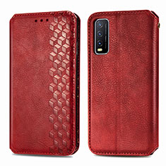 Leather Case Stands Flip Cover Holder S01D for Vivo Y11s Red