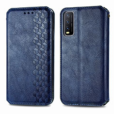 Leather Case Stands Flip Cover Holder S01D for Vivo Y30 Blue