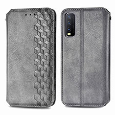 Leather Case Stands Flip Cover Holder S01D for Vivo Y30 Gray