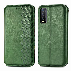 Leather Case Stands Flip Cover Holder S01D for Vivo Y30 Green