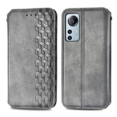 Leather Case Stands Flip Cover Holder S01D for Xiaomi Mi 12 5G Gray