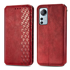 Leather Case Stands Flip Cover Holder S01D for Xiaomi Mi 12 5G Red