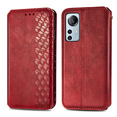 Leather Case Stands Flip Cover Holder S01D for Xiaomi Mi 12 Pro 5G Red