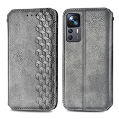 Leather Case Stands Flip Cover Holder S01D for Xiaomi Mi 12T Pro 5G Gray