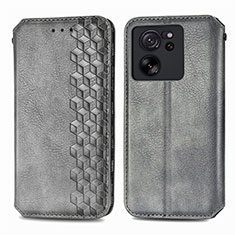 Leather Case Stands Flip Cover Holder S01D for Xiaomi Mi 13T 5G Gray