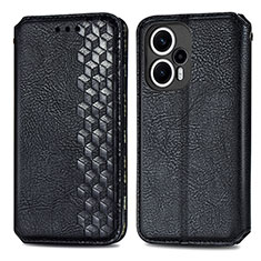 Leather Case Stands Flip Cover Holder S01D for Xiaomi Poco F5 5G Black