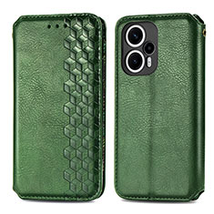 Leather Case Stands Flip Cover Holder S01D for Xiaomi Poco F5 5G Green