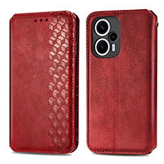 Leather Case Stands Flip Cover Holder S01D for Xiaomi Poco F5 5G Red