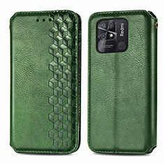 Leather Case Stands Flip Cover Holder S01D for Xiaomi Redmi 10 Power Green