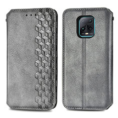 Leather Case Stands Flip Cover Holder S01D for Xiaomi Redmi 10X 5G Gray
