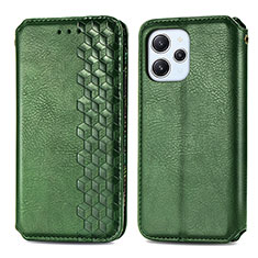 Leather Case Stands Flip Cover Holder S01D for Xiaomi Redmi 12 4G Green