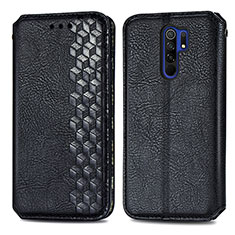 Leather Case Stands Flip Cover Holder S01D for Xiaomi Redmi 9 Black