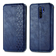 Leather Case Stands Flip Cover Holder S01D for Xiaomi Redmi 9 Blue
