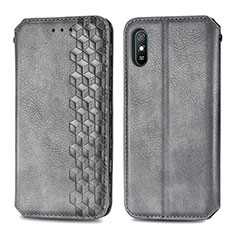 Leather Case Stands Flip Cover Holder S01D for Xiaomi Redmi 9A Gray