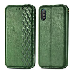 Leather Case Stands Flip Cover Holder S01D for Xiaomi Redmi 9AT Green