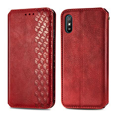 Leather Case Stands Flip Cover Holder S01D for Xiaomi Redmi 9AT Red