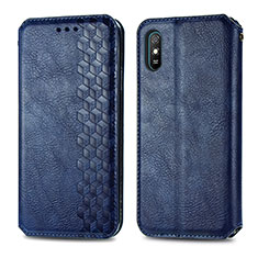 Leather Case Stands Flip Cover Holder S01D for Xiaomi Redmi 9i Blue