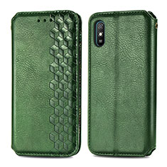 Leather Case Stands Flip Cover Holder S01D for Xiaomi Redmi 9i Green